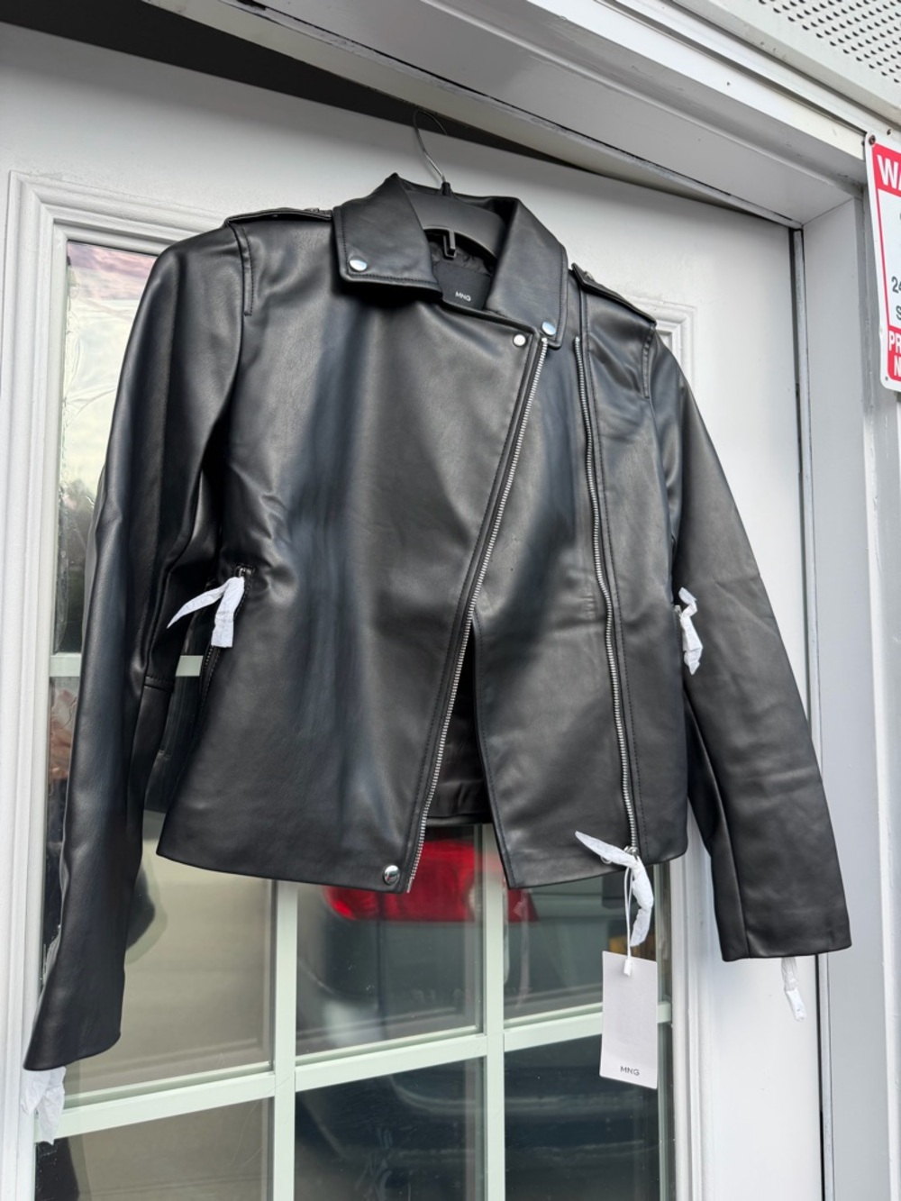 Mango Faux Black Leather Moto Jacket
